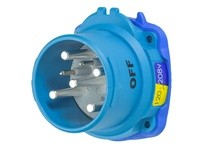 Meltric 63-68167-972-A155 DSN60 INLET POLY BLUE SIZE 3 TYPE 4X IP 69 3P+N+G 60 A 120/208 VAC 60 Hz +2 AUX WITH NO LOCKOUT HOLE