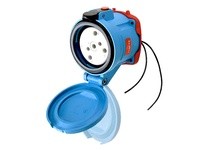 Meltric 63-84043-972-375-843 DSN100 RECEPTACLE POLY BLUE SIZE 4 TYPE 4X IP 69 3P+G 100 A 480 VAC 60 Hz +2 AUX MUSHROOM PAWL PADL