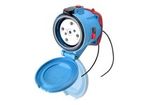 Meltric 63-84047-972-843-NC DSN100 RECEPTACLE POLY BLUE SIZE 4 TYPE 4X IP 69 3P+N+G 100 A 277/480 VAC 60 Hz +2 AUX PADLOCK PAWL 