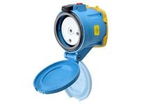 Meltric 63-84165-843-NC DSN100 RECEPTACLE POLY BLUE SIZE 4 TYPE 4X IP 69 1P+N+G 100 A 120 VAC 60 Hz NO AUX PADLOCK PAWL SELF-RET