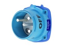 Meltric 63-88163 DSN100 INLET POLY BLUE SIZE 4 TYPE 4X IP 69 3P+G 100 A 208 VAC 60 Hz NO AUX