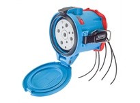 Meltric 63-94047-975-843-NC DSN150 RECEPTACLE POLY BLUE SIZE 5 TYPE 4X IP 69 3P+N+G 150 A 277/480 VAC 60 Hz +5 AUX PADLOCK PAWL 