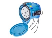 Meltric 63-94167-264-843 DSN150 RECEPTACLE POLY BLUE SIZE 5 TYPE 4X IP 69 3P+N+G 150 A 120/208 VAC 60 Hz +4 AUX PADLOCK PAWL