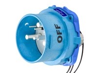 Meltric 63-98163-264 DSN150 INLET POLY BLUE SIZE 5 TYPE 4X IP 69 3P+G 150 A 208 VAC 60 Hz +4 AUX