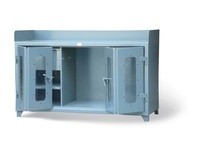 StrongHold 63.1-WB-BFLD-301-1DB-SG Industrial Workbench with Clear View Bi-Fold Doors