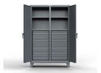 StrongHold 66-DS-244-14DB Double Shift Industrial Cabinet with 14 Drawers 72x24x72 4 Shelves