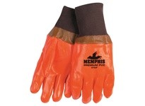 MCR 6702F Orange PVC Single Dipped Foam Lined Knit Wrist