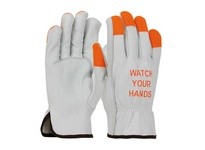 68-162HV/XXL TG Cowhide Economy Grade Hi-Vis Orange Fingertips & Logo Keystone