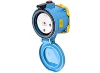 Meltric 69-84165 DSN100 RECEPTACLE METAL BLUE SIZE 4 TYPE 4X IP 69 1P+N+G 100 A 120 VAC 60 Hz NO AUX