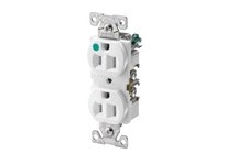 Cooper Eaton 8200W Receptacle HG Duplex 15A125V 2P3W Str Comp B&S White