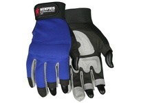 MCR 902XL Memphis Synthetic Leather 3 Fingerless Black/Gray Palm Blue Back Adjustable Wrist