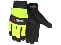 MCR 926L Memphis Multitask Black Synthetic Leather Palm/Fingertips w/PVC Dots Hi-Vis Green Fabric Back w/Black Neoprene