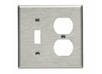 Cooper Eaton 93532-BOX Wallplate 2G Combo Toggle/Duplex Std SS