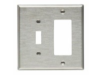 Cooper Eaton 93937-BOX Wallplate 2G Combo Toggle/Deco Mid SS