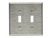 Cooper Eaton 93972-BOX Wallplate 2G Toggle Receptacle Mid SS