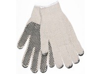 MCR 9657S Regular Weight Cotton/Polyester PVC Dots 1-Side Fingertips Natural