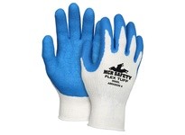 MCR 9680XL FlexTuff 10 Gauge Cotton/Poly White Shell Blue Latex Palm/Fingertips