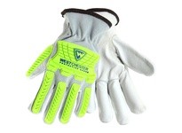 997KB/S Cowhide Leather Palm Split Cow Back Keystone Thumb Hi-Vis Green Impact TPR