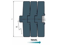 System Plast NGE882-K1000 882 Series Side-Flexing Chain, 10" Width, 1.5" Pitch, 0.19" Flight Thickness, NGE Grey Blue, Flat Top 