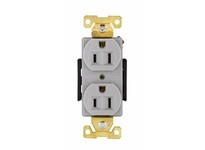 Cooper Eaton AH5262GY Receptacle Duplex 15A125V 2P3W Brass Strap B&S Gray