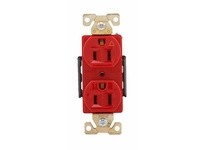 Cooper Eaton AHIG5262RD Receptacle Duplex Isolated Ground 15A125V2P3W BrassStrp Back & Side Red