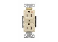 Cooper Eaton AHIG5262V Receptacle Duplex Isolated Ground 15A125V2P3W BrassStrp Back & Side Ivory