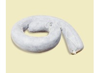 MBT B810SN 8 diameter booms are linked together forming a barrier along the perimeter of a marine-based oil spill. They float on