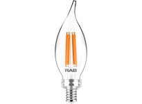 RAB BA11-3-E12-927-F-C Filament BA11 3.3W 40EQ 300LM E12 CRI90 2700K Dim Clear