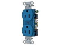 Hubbell Wiring BR15BL RCPT DUP SB COM GRD 15A 125V B/S BL