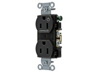 Hubbell Wiring BR15C1BLK 1/2 Controlled 15A 125V Duplex Black | Industrial Supplies
