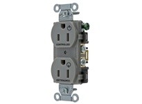 Hubbell Wiring BR15C2GRY 2/2 CONTROLLED 15A 125V B/S DUP GY