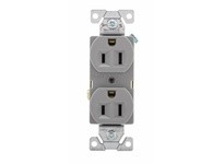 Cooper Eaton BR15GY Receptacle Duplex 15A 125V 2P3W B/Swire Str Gray