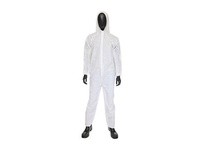 C3856/M Protective Clothing Posi-Wear - White 45g SMS Coverall zipper front w/Elastic Wrist/Ankle and attached Hood