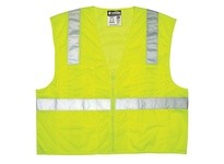 MCR CL2LCX3 Class 2 Poly Mesh Back/Solid Front 2 Silver Stripe Zipper Fluor Orange