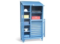 StrongHold DC-15296 Slope Top Cabinet with Lift-Up Lid and Lock Bar 45x24x72 5 Shelves