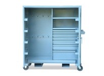 StrongHold DC-15305 Mobile Cabinet with Door Pockets and Hooks 60x24x60 2 Shelves