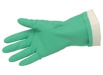MCR 5321E Green Flock Lined Nitrile 15 Mil Straight Cuff Size 11.5 Economy