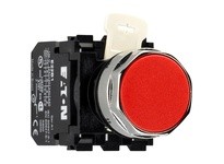 Cutler Hammer E22PB2 Pushbutton Flush Black Bezel Red E22 Series