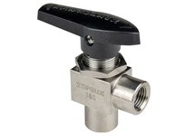 Superlok SBV120H2A-F4N 1/4"F NPT - Angle - SBV120H Bar Stock 90° Angle Ball Valve - 3K PSI - Panel Mount - 316 Stainless Steel
