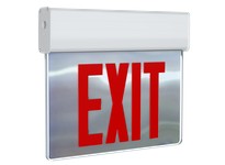 RAB EXITEDGE-MPWNY/E EDGE-LIT EXIT SIGN UNV FACES NO ARROWS RED LETTERS MIRROR PANEL NEW YORK BATTERY BACKUP WHITE