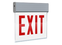 RAB EXITEDGE-WPCH EDGE-LIT EXIT SIGN UNV FACES NO ARROWS RED LETTERS WHITE PANEL CHICAGO ALUMINUM