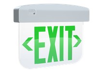RAB EXITEDGE34-1GW ULTRA ECONOMY EDGE-LIT EXIT SIGN 1-FACE NO ARROWS GREEN LETTERS CLEAR PANEL WHITE