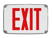 RAB EXITOUT OUTDOOR EXIT SIGN 1-FACE RED LETTERS WET RATED WHITE