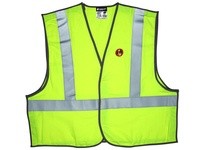 MCR FRMBCL2LX3 Class 2 FR Solid Modacrylic Fabric 2 Reflexite Silver Stripe Break Away Lime