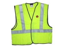 MCR FRMCL2LX3 Class 2 FR Solid Modacrylic Fabric 2 Reflexite Silver Stripe Adjustable Closure 3 Pockets Lime