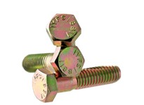 1/4"-20 x 1" Hex Head Cap Screw, Coarse, Full Thread, Grade 5 Medium Carbon Steel, Zinc-Yellow CR+6 Finish1/4"-20 x 1" Hex Head 