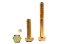 M10-1.50 x 45mm Hex Head Cap Screw (DIN933), Coarse, Full Thread, Grade 8.8 Steel, Zinc-Yellow CR+6 FinishM10-1.50 x 45mm Hex He