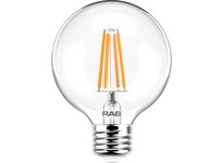 RAB G25-3-E26-927-F-C Filament G25 3.8W 40EQ 350LM E26 CRI90 2700K Dim Clear