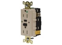 Hubbell Wiring GFR8200SGLA 15A 125V IND HG TR ST GFCI LIGHT ALMOND
