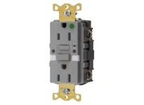 Hubbell Wiring GFRST82GYNL 15A COM HG SELF TEST NIGHTLIGHT GFR GRAY